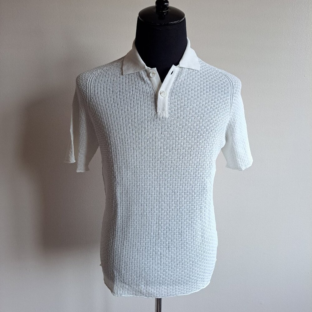 NEW Phil Petter 100% Cotton Knitwear White Polo Stretchy Shirt Size L